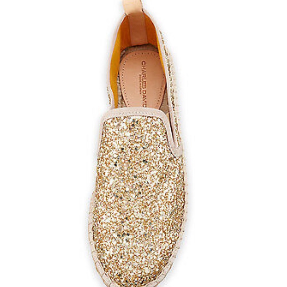 Charles David Gold Glitter Espadrille 9.5